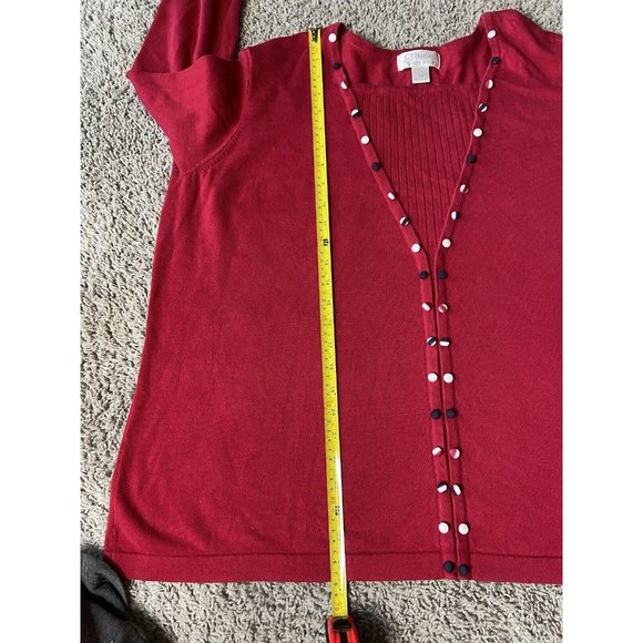 CJ Banks Women Size 3X Red Sweater Button Detail Cotton Lightweight Casual - Picture 8 of 14